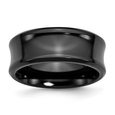 Chisel Titanium Black Ti Polished Concave 9mm Band Ring