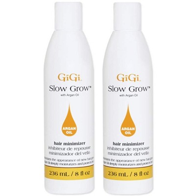 GiGi Slow Grow Hair Inhibitor Lotion with Argan Oil (PACK OF 2) Hair Regrowth Minimizer, Men and Women, 8 oz