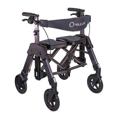 Able Life Heavy Duty Space Saver Rollator, 4-Wheel Bariatric Rolling Walker with Large Seat, Supports 500 lbs