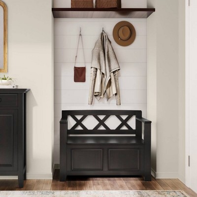 Wyndenhall 36" Halifax Transitional Solid Wood Entryway Storage Bench