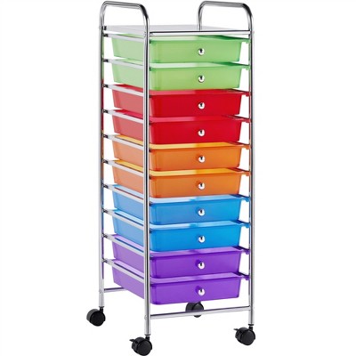 Yaheetech Drawers Rolling Storage Cart Metal Frame Plastic Drawers for Office/Home/Study