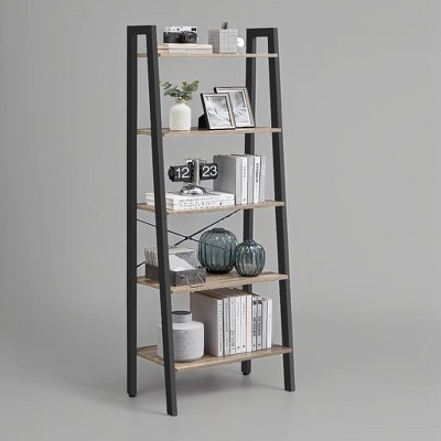 Ladder Shelf, 5-Tier Bookshelf, Storage Rack, Bookcase with Steel Frame, for Living Room, Home Office, Kitchen, Bedroom, Industrial Style