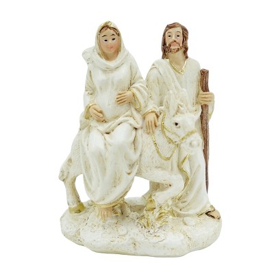 Transpac Small Resin Pregnant Mary on Donkey Decorative Nativity Scene Figurine Multicolor Tabletop Christmas Decor