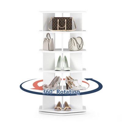 Skyzoo 360° Rotating Shoe Rack - 5 Tier Hexagon Spinning Shoe Organizer for Living Room,Entryway & Closet,