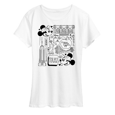 Women's - Disney - Mickey and Minnie Mouse New York The Big Apple Short Sleeve Graphic T-Shirt