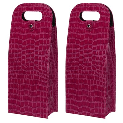 Unique Bargains Foldable Reusable PU Leather 2 Bottle Wine Gift Bag for Picnic Party 2 Pcs