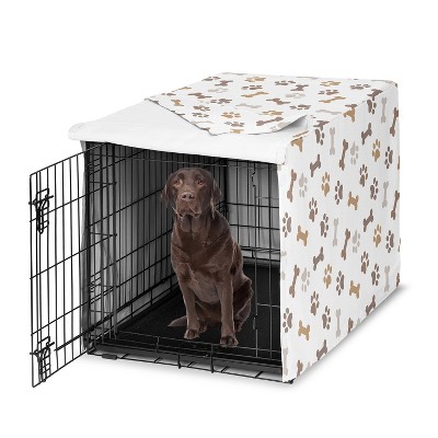 Sweet Jojo Designs Dog Crate Kennel Cover 42in. Paw and Bone Brown Grey and Taupe