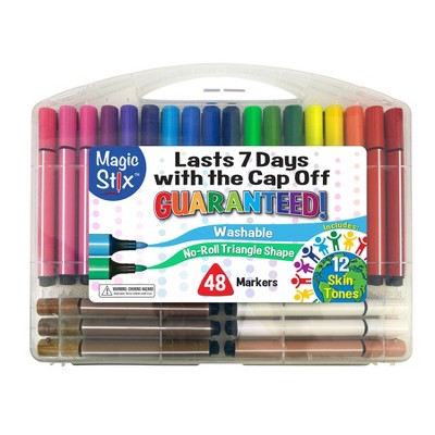 The Pencil Grip Triangular Magic Stix Markers with Skin Tones (48 Pack) - Markers for Kids & Adults
