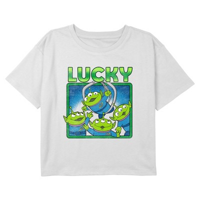 Girl's Toy Story Little Green Men Lucky Crop T-Shirt