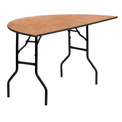 Emma and Oliver 5-Foot Half-Round Wood Folding Banquet Table - Event & Catering Table