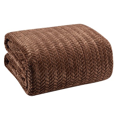 Plazatex Chevron Braided Stylish Soft Comfortable and Lightweight All Seasons Blanket King Choclate