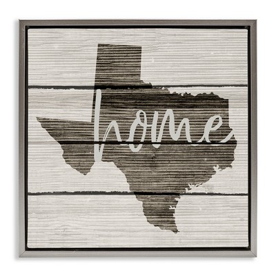 Stupell Industries Texas Rustic Typography Map Black Framed Floater Canvas Wall Art