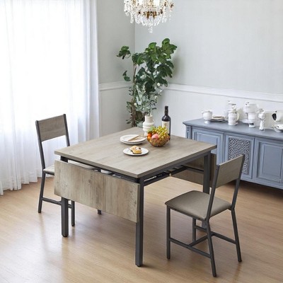 Folding Dining Table with Drop Leaves, 1.2" Thick Top, Table for 4âââ€?, Convertible Small Space Kitchen Table with Metal Frame & Adjustable Feet