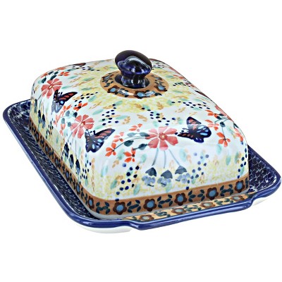 Blue Rose Polish Pottery M080 Manufaktura Large Butter Dish