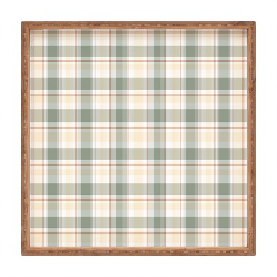 Lisa Argyropoulos Light Cottage Plaid Square Bamboo Tray - Deny Designs