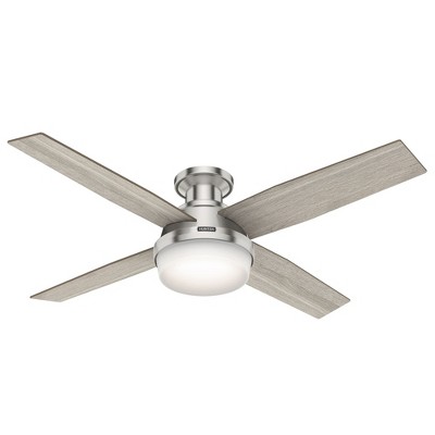 Hunter Dempsey 52" Lighted Ceiling Fan Brushed Nickel Finish with Integrated LED and Handheld Control