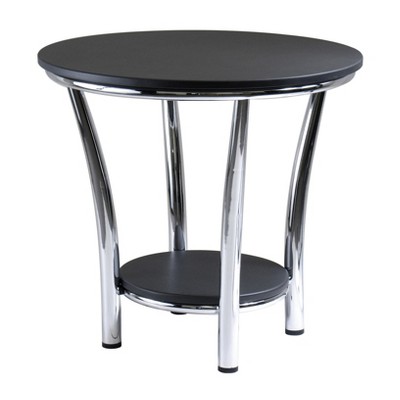 Maya Round End Table: 22" High, Storage Shelf, Modern Accent Furniture - Winsome