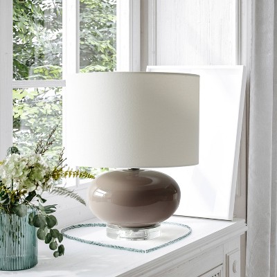 15.25" Modern Ovaloid Glass Bedside Table Lamp with Fabric Shade - Lalia Home