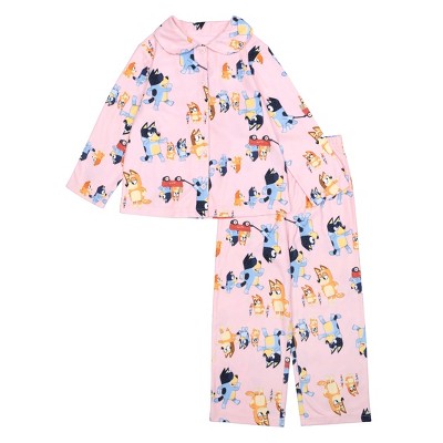 Bluey Toddler Girls' 2-Piece Button Down Sleepwear Pajama Set