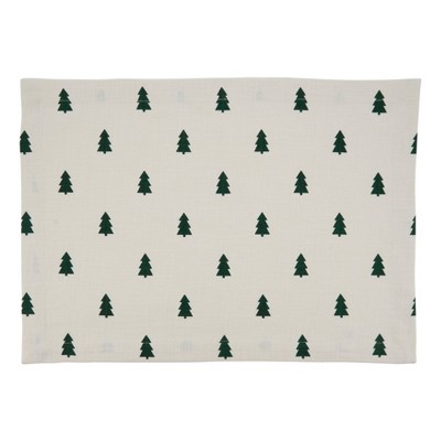 Saro Lifestyle Saro Lifestyle Christmas Tree Design Table Mats (Set of 4), Ivory, 14"x20"