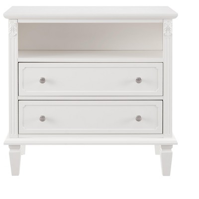 Dexmalle Solid Wood Nightstand with Drawers, Open Shelf and Charging Station