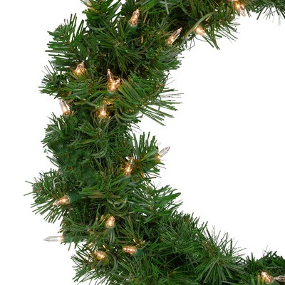 Northlight Pre-Lit Deluxe Windsor Pine Artificial Christmas Wreath - 18" - Clear Lights