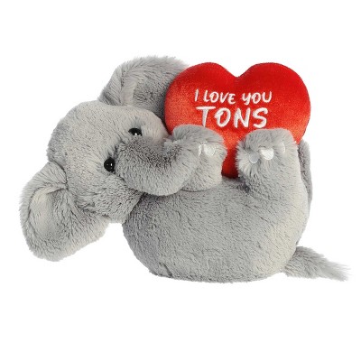 Aurora Medium I Love You Tons Valentine Heartwarming Stuffed Animal Elephant 11"