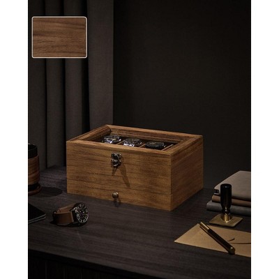 8-Slot Watch Box 2-Tier Watch Display Case Jewelry Storage Holder for Dad