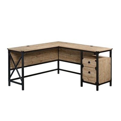PAGED L-Shaped Desk Versatile Computer Desk with Drawer and Natural Woodgrain Finish, Corner Desk for Living Room, Home Office