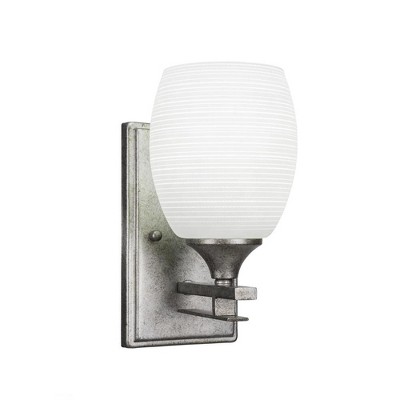 Toltec Lighting Uptowne 1 - Light Sconce in  Aged Silver with 5" White Matrix Shade