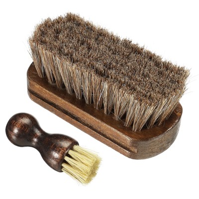 Unique Bargains Leather Boots Cloth Horsehair Shoe Brushes Brown 2 Pcs