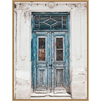 Amanti Art Blue Door Naxos by Bella Eve Canvas Wall Art Print Framed