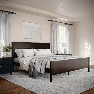 Martha Stewart Corbin Solid Wood Platform Bed with Wooden Headboard and Footboard, No Box Spring Needed