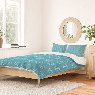 Deny Designs 2pc Twin/Twin Extra Long CraftBelly Snowflake Ice Duvet Cover Set Blue: Microfiber, Abstract Pattern, Hidden Zipper