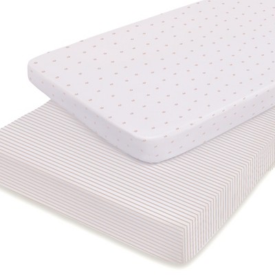 Ely's & Co. Baby Fitted Pack n Play - Mini Crib Sheet  100% Combed Jersey Cotton Pink for Baby Girl 2 Pack
