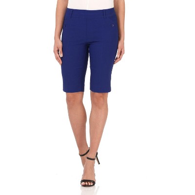 Rekucci Women’s Comfort Stretch Pull‑On Bermuda Shorts with Functional Pockets