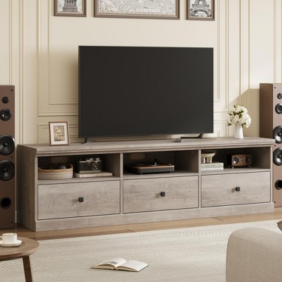 Wooden TV Stand for 75 Inch TV,Media Console Table with 3 Drawers and Opening Shelves,TV Console Media Cabinet for Living Room,Bedroom