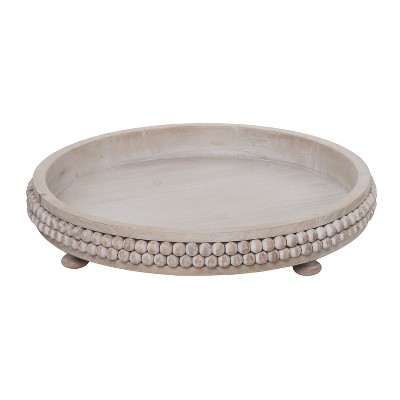Transpac 17 Inch Gray Beaded Tray Decorative MDF Everyday Platter for Home Decor and Serving