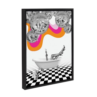 Kate & Laurel All Things Decor 18"x24" Disco Bathtub Framed Canvas by Honey Island Studio Black