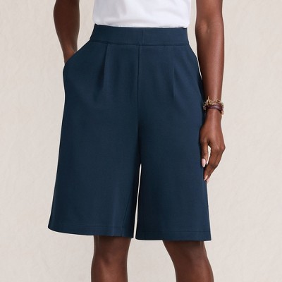 Lands' End Women's Knit High Rise Pleated 12" Bermuda Shorts