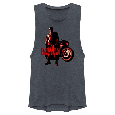Juniors Womens The Batman Red Batcycle Festival Muscle Tee