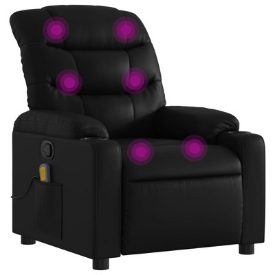 vidaXL Massage Recliner Chair Reclining Armchair for Elderly Faux Leather - Black Manual Push Back