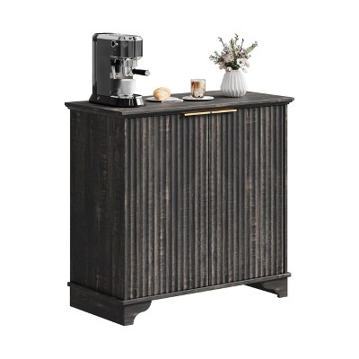 Modern Coffee Bar Cabinet Farmhouse Cabinet with Fluted Doors Sideboard Buffet Cabinet with Adjustable Shelves for Kitchen Dining Room Living Room