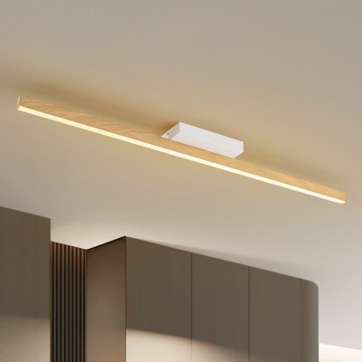 Rennnsan Glouren 39"W Linear Wooden Farmhouse LED Dimmable Wall Sconce Flush Mount in Beige