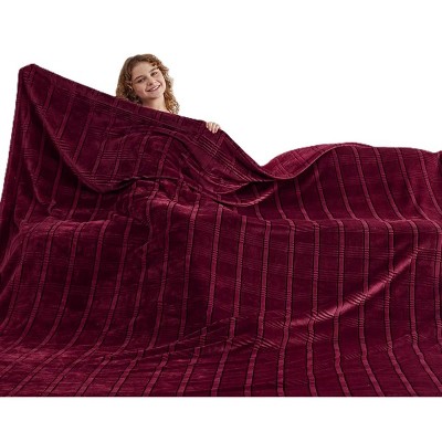 Korbliss Oversized Super Soft Cozy Flannel Blanket 10FT X 10FT Burgundy Red