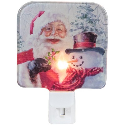 Northlight Santa and Snowman Glass Christmas Night Light - 4"