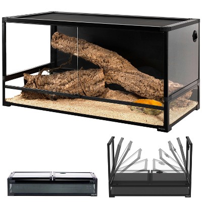 REPTI ZOO 120 Gallon Tempered Glass Reptile Large Terrarium Tank with Black PVC Back Panel