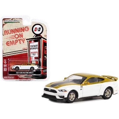 2021 Ford Mustang Mach 1 White & Gold w/Black Stripe "Hurst Performance" "Running on Empty" 1/64 Diecast Model Car by Greenlight
