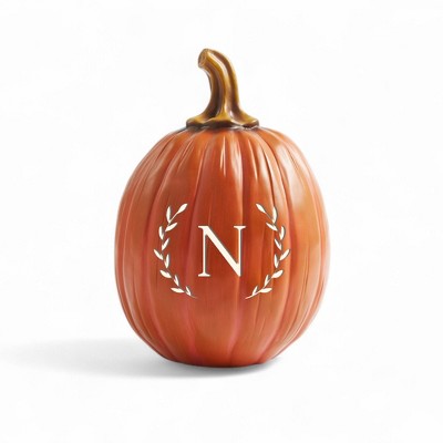 Personalization Mall Laurel Initial Monogram Pumpkins- Large Orange