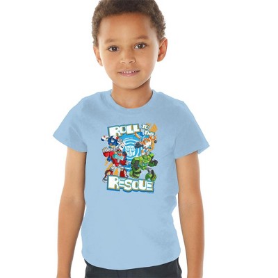 Transformers Roll To The Rescue Kids T Shirt For Toddlers, Light Blue